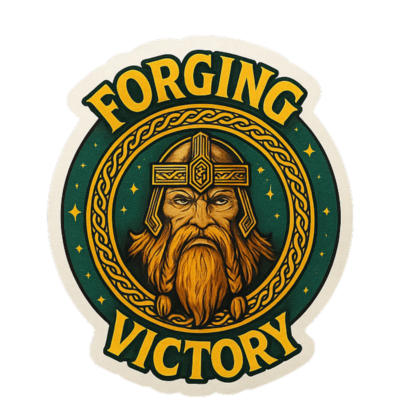 Forging Victory - Aesthetic Vinyl Sticker – Waterproof Quote Decal Sticker for Laptop, Water Bottle,