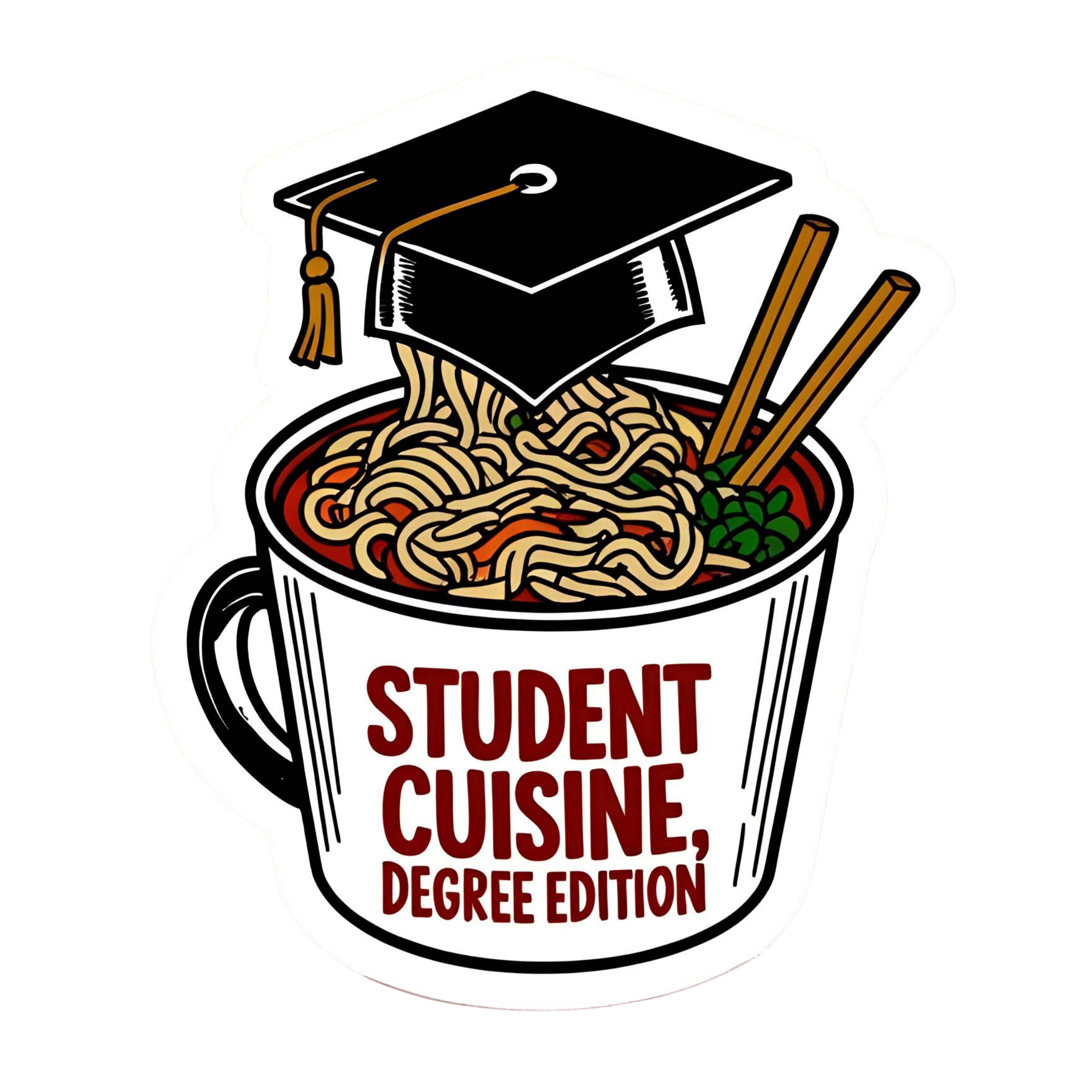 Student Cuisine,Degree Edition - Aesthetic Vinyl Sticker – Waterproof Quote Decal Sticker for Laptop