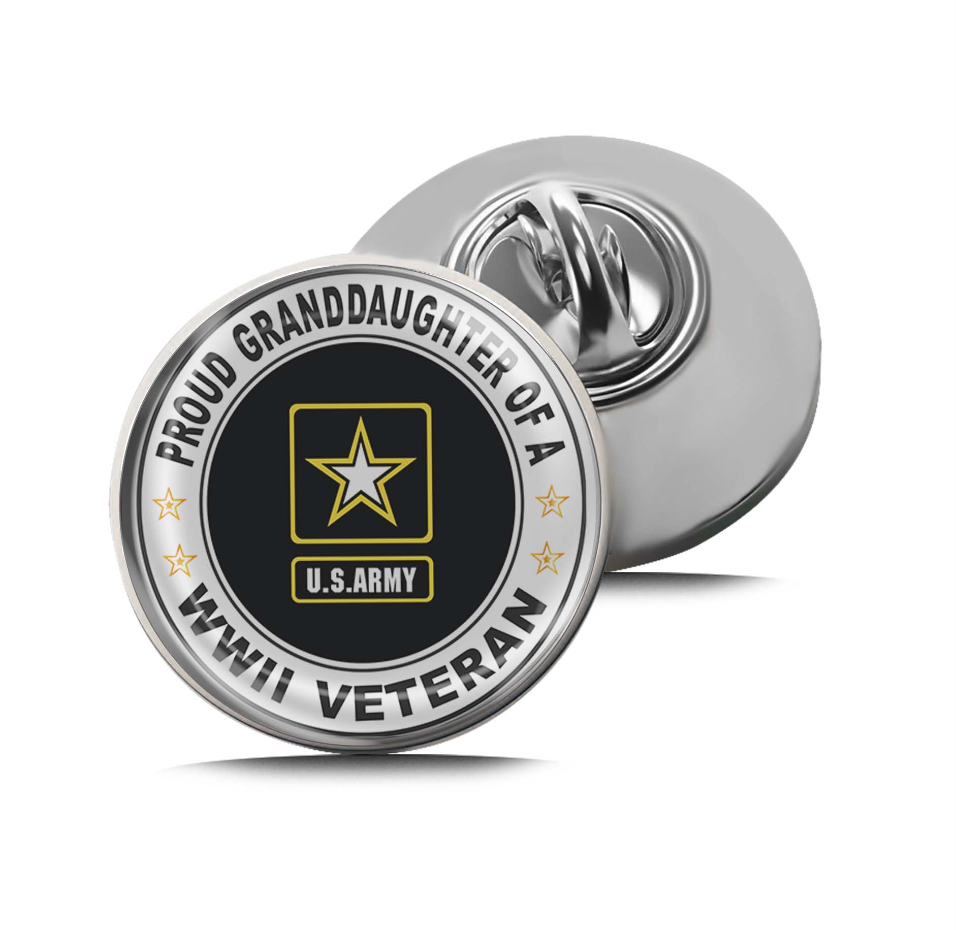 Proud Grandaughter of a U.S. Army World War II Veteran Limited Edition Lapel Pin Exclusive Metal Brooch Badge Accessories For Backpack, Clothes, Hats | Cute Gifts and Collectibles