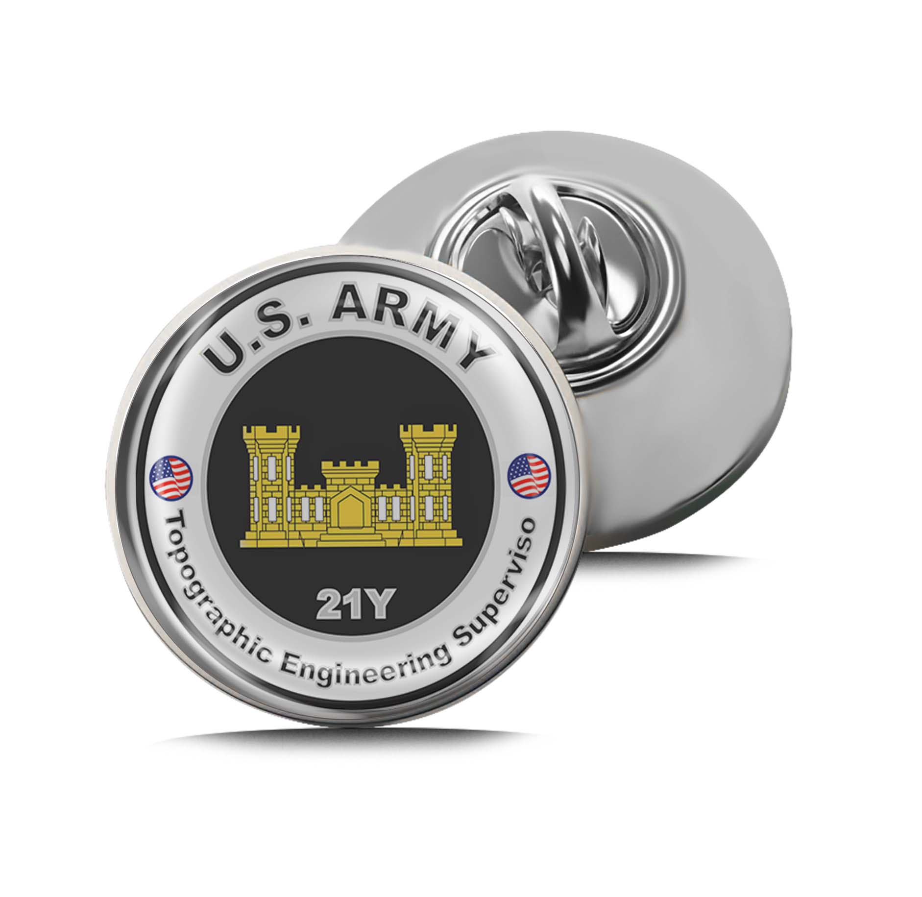 U.S. Army MOS 21Y Topographic Engineering Supervisor Limited Edition Lapel Pin Exclusive Metal Brooch Badge Accessories For Backpack, Clothes, Hats | Cute Gifts and Collectibles