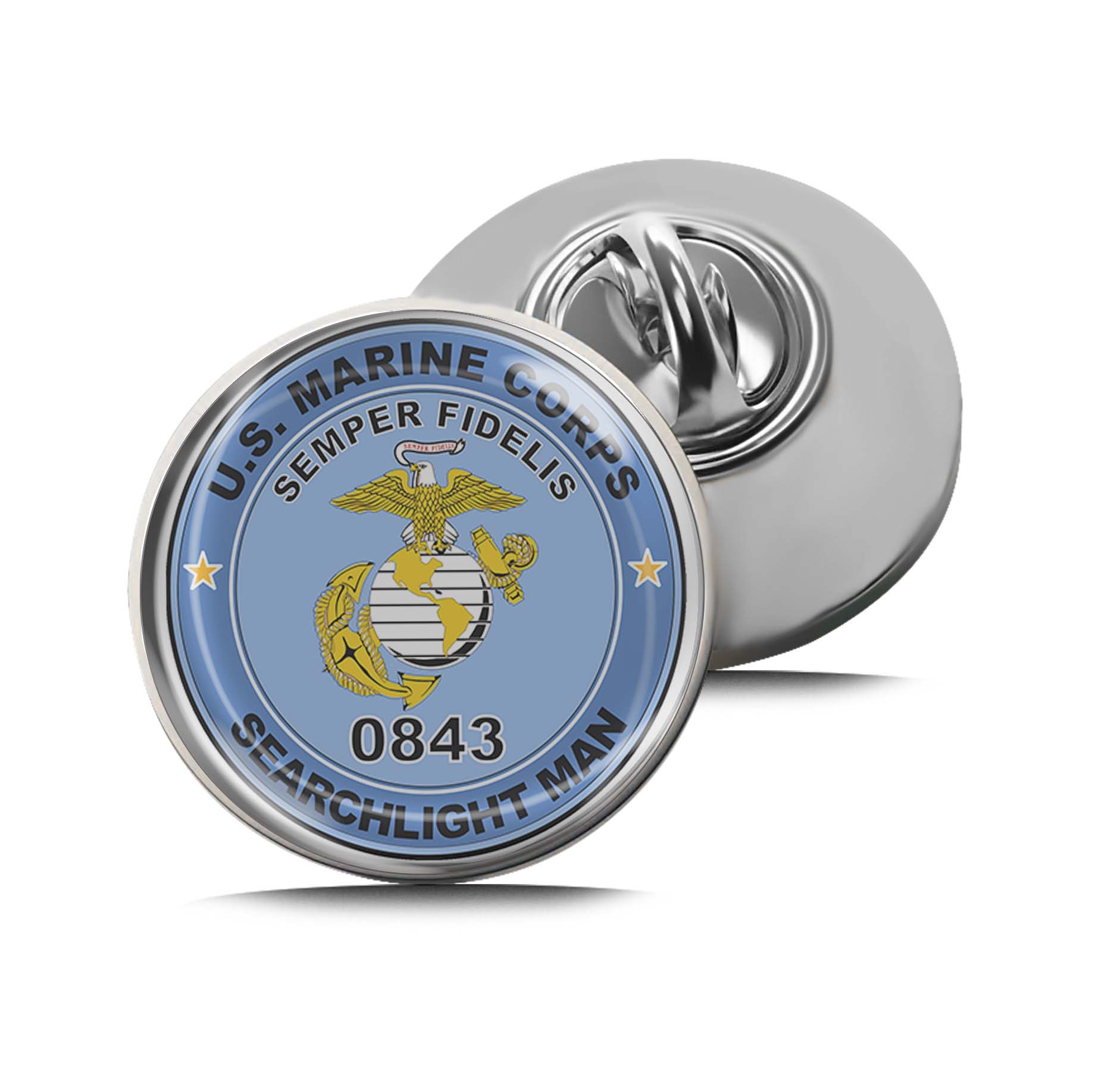 U.S.M.C. MOS 0843 Searchlight Man Limited Edition Lapel Pin Exclusive Metal Brooch Badge Accessories For Backpack, Clothes, Hats | Cute Gifts and Collectibles
