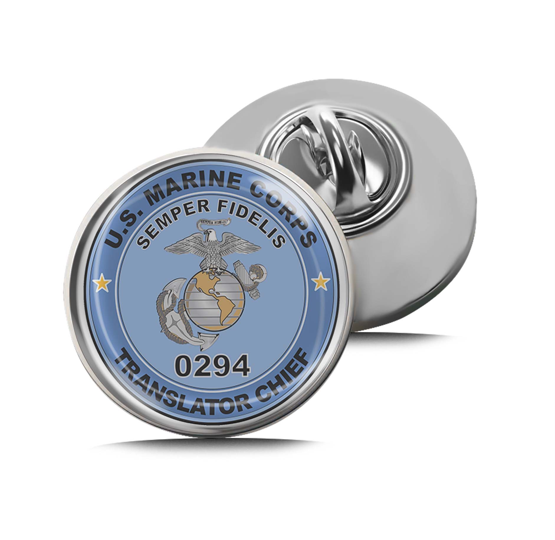 U.S.M.C. MOS 0294 Translator Chief Limited Edition Lapel Pin Exclusive Metal Brooch Badge Accessories For Backpack, Clothes, Hats | Cute Gifts and Collectibles