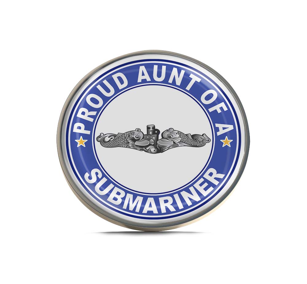 Proud Aunt of a Submariner Silver Dolphins Round Limited Edition Lapel Pin Exclusive Metal Brooch Badge Accessories For Backpack, Clothes, Hats | Cute Gifts and Collectibles
