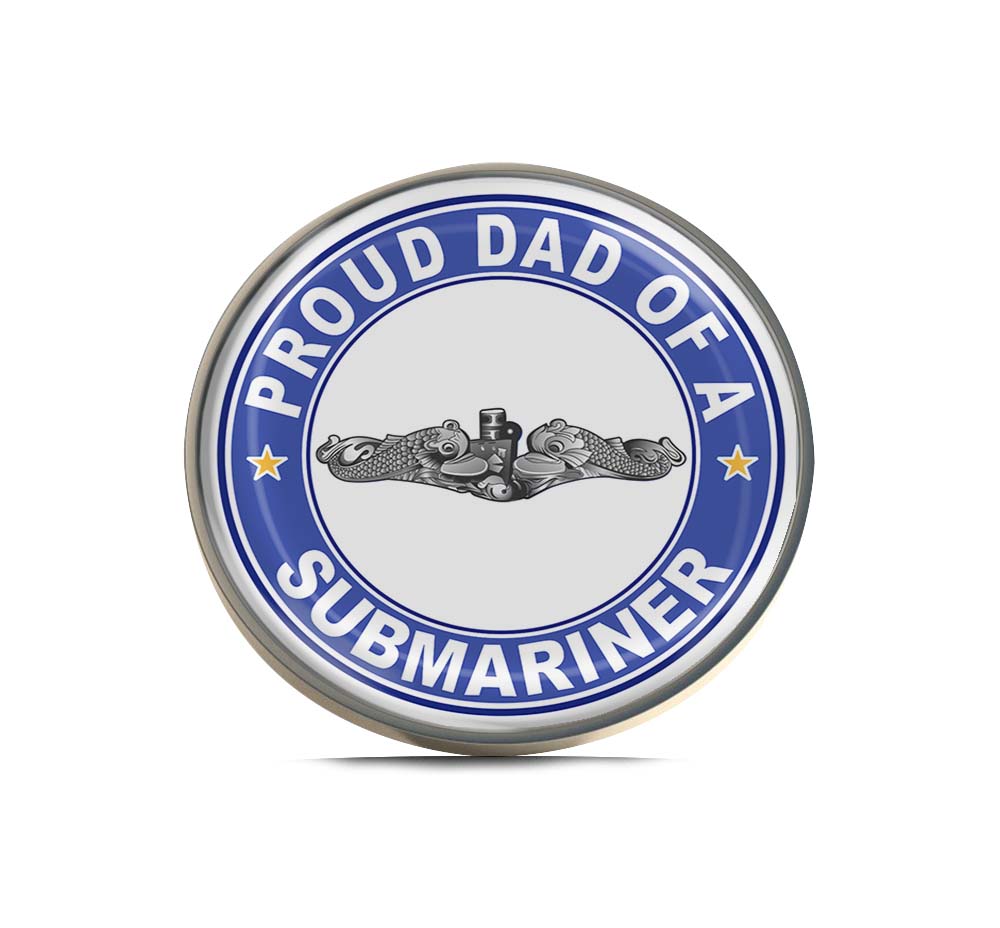 Proud Dad of a Submariner Silver Dolphins Round Limited Edition Lapel Pin Exclusive Metal Brooch Badge Accessories For Backpack, Clothes, Hats | Cute Gifts and Collectibles