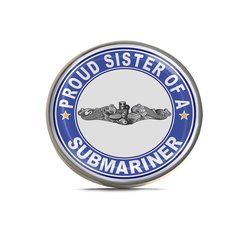 Proud Sister of a Submariner Silver Dolphins Round Limited Edition Lapel Pin Exclusive Metal Brooch Badge Accessories For Backpack, Clothes, Hats | Cute Gifts and Collectibles