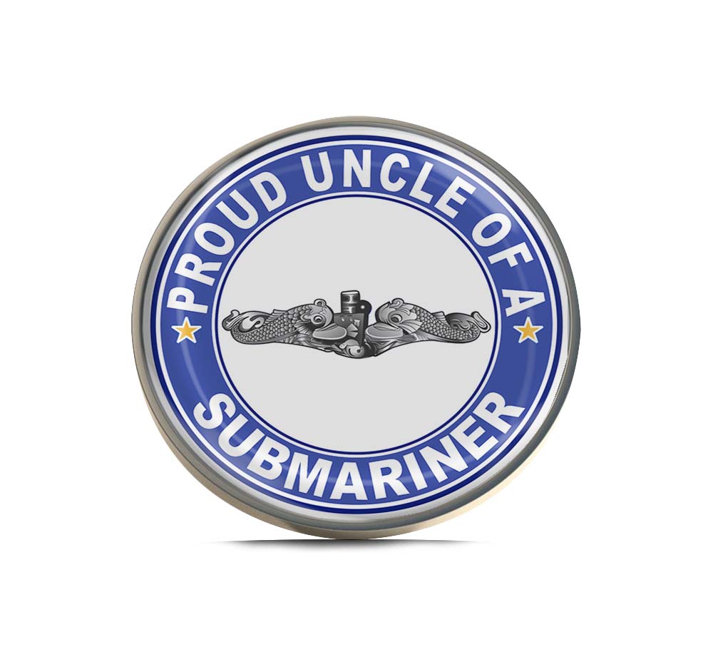 Proud Uncle of a Submariner Silver Dolphins Round Limited Edition Lapel Pin Exclusive Metal Brooch Badge Accessories For Backpack, Clothes, Hats | Cute Gifts and Collectibles