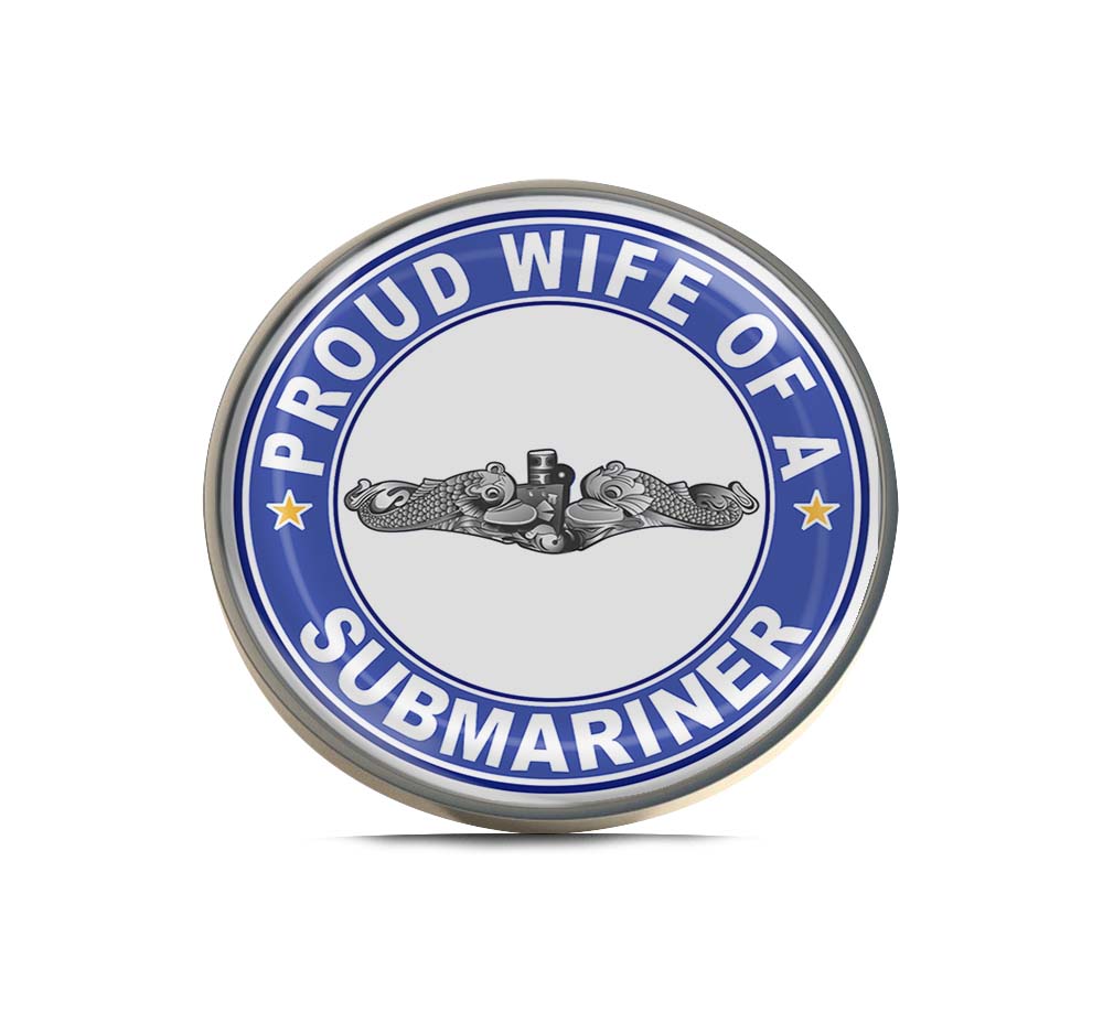 Proud Wife of a Submariner Silver Dolphins Round Limited Edition Lapel Pin Exclusive Metal Brooch Badge Accessories For Backpack, Clothes, Hats | Cute Gifts and Collectibles