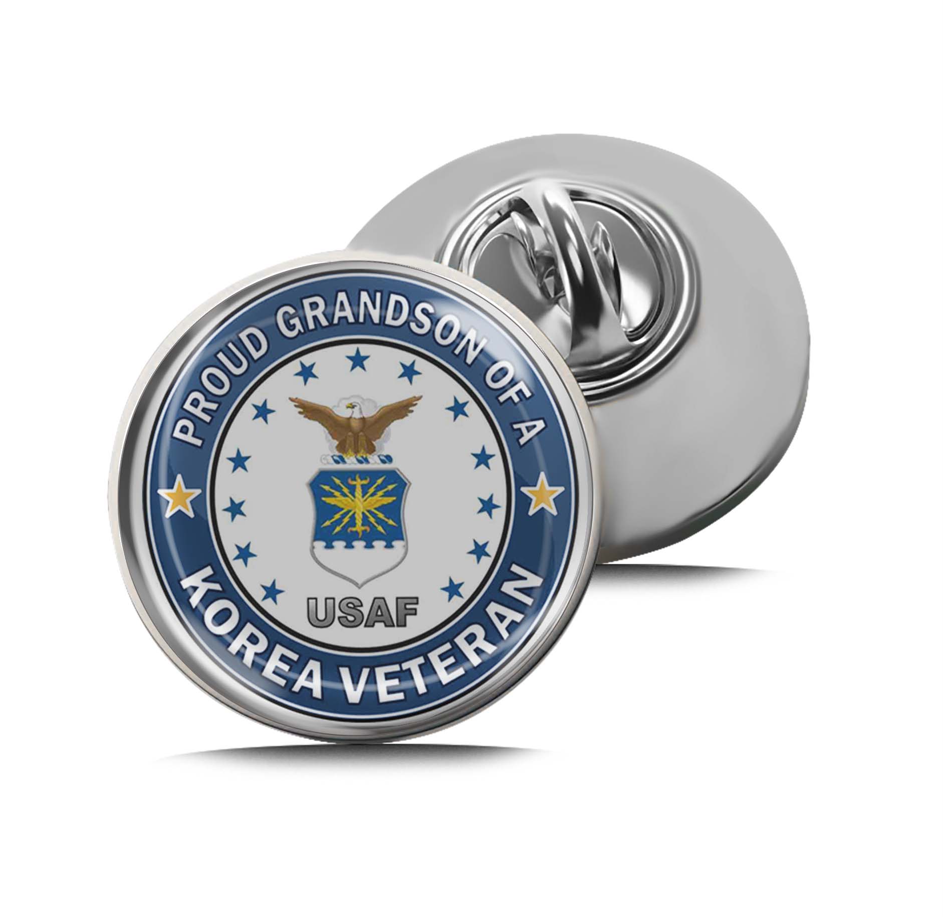 U.S. Air Force Proud Grandson of a Korea Veteran Limited Edition Lapel Pin Exclusive Metal Brooch Badge Accessories For Backpack, Clothes, Hats | Cute Gifts and Collectibles