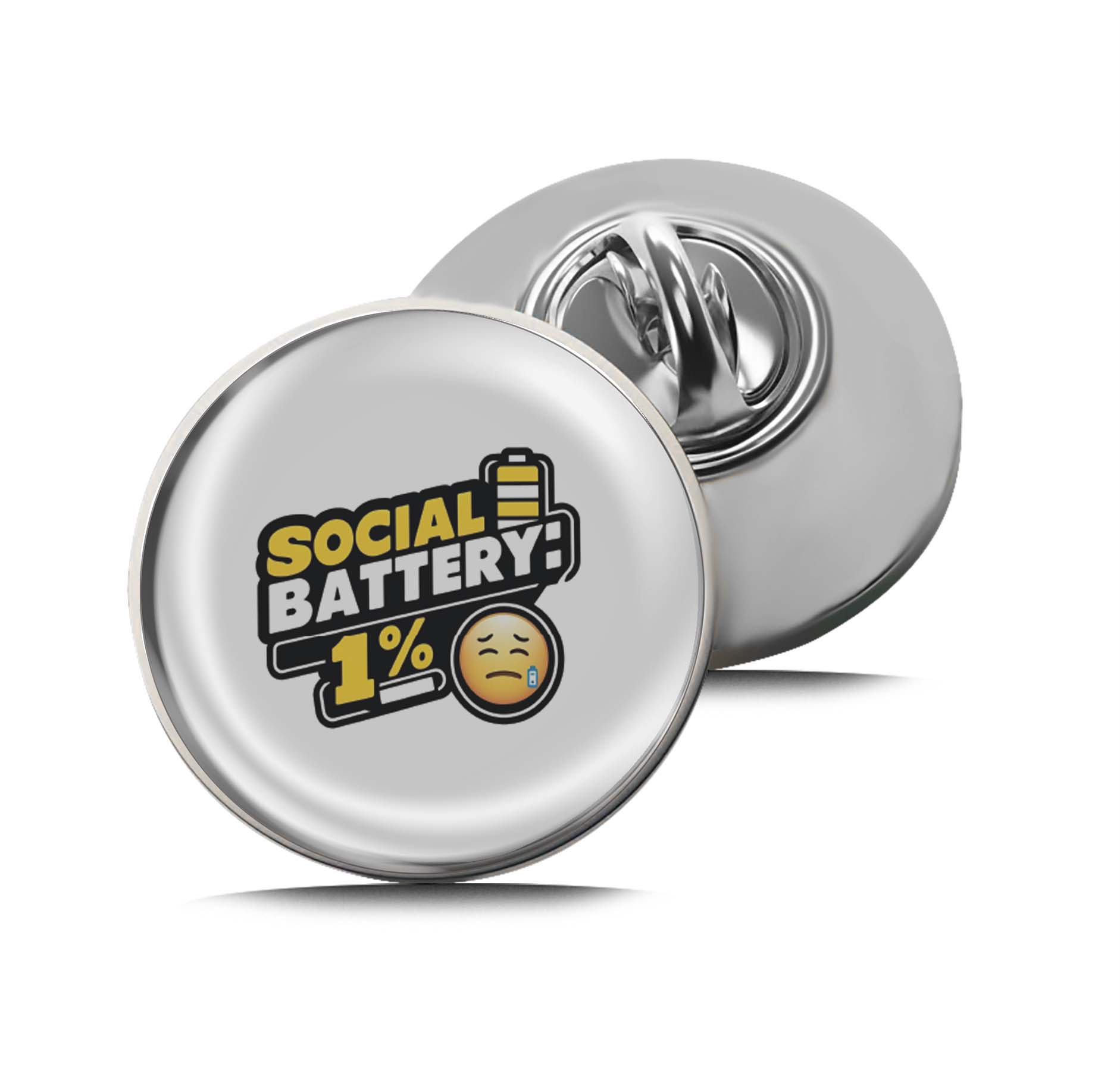 Social Battery Low Limited Edition Lapel Pin Exclusive Metal Brooch Badge Accessories For Backpack, Clothes, Hats | Cute Gifts and Collectibles