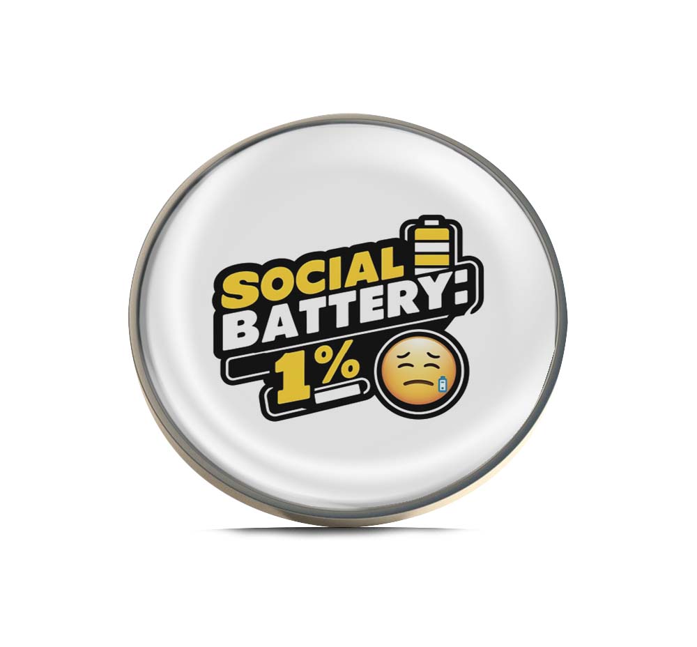 Social Battery Low Limited Edition Lapel Pin Exclusive Metal Brooch Badge Accessories For Backpack, Clothes, Hats | Cute Gifts and Collectibles