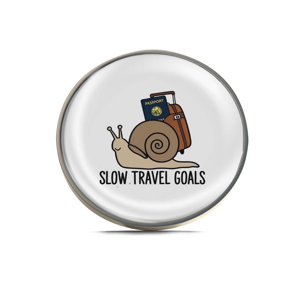 Slow Travel Goals Snail Limited Edition Lapel Pin Exclusive Metal Brooch Badge Accessories For Backpack, Clothes, Hats | Cute Gifts and Collectibles