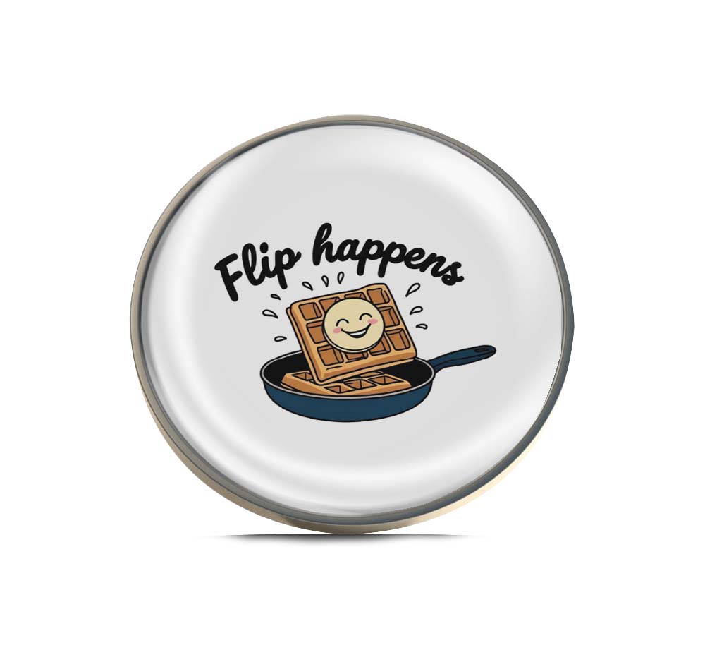 Flip Happens Waffle Limited Edition Lapel Pin Exclusive Metal Brooch Badge Accessories For Backpack, Clothes, Hats | Cute Gifts and Collectibles