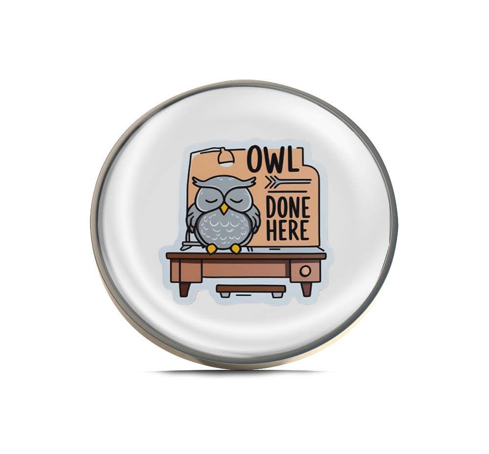 Done Here Owl Limited Edition Lapel Pin Exclusive Metal Brooch Badge Accessories For Backpack, Clothes, Hats | Cute Gifts and Collectibles