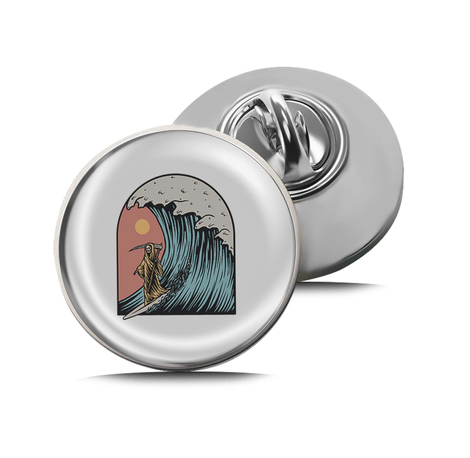 Grim Reaper Surfing Limited Edition Lapel Pin Exclusive Metal Brooch Badge Accessories For Backpack, Clothes, Hats | Cute Gifts and Collectibles