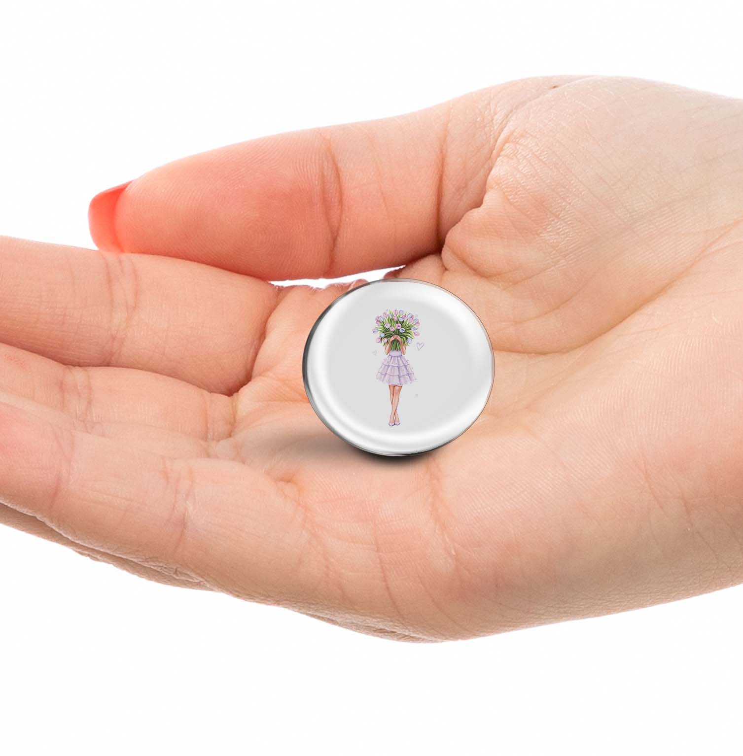 Spring Girl with Tulips Limited Edition Lapel Pin Exclusive Metal Brooch Badge Accessories For Backpack, Clothes, Hats | Cute Gifts and Collectibles