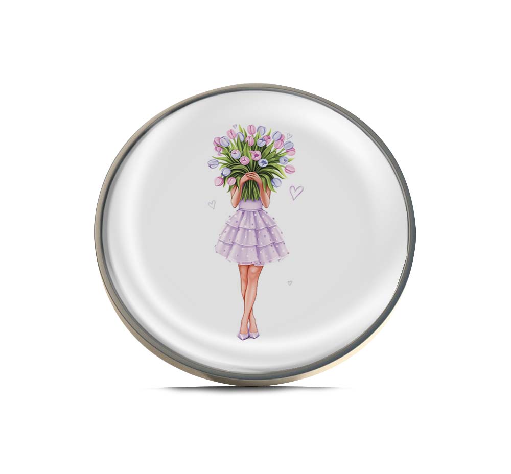 Spring Girl with Tulips Limited Edition Lapel Pin Exclusive Metal Brooch Badge Accessories For Backpack, Clothes, Hats | Cute Gifts and Collectibles
