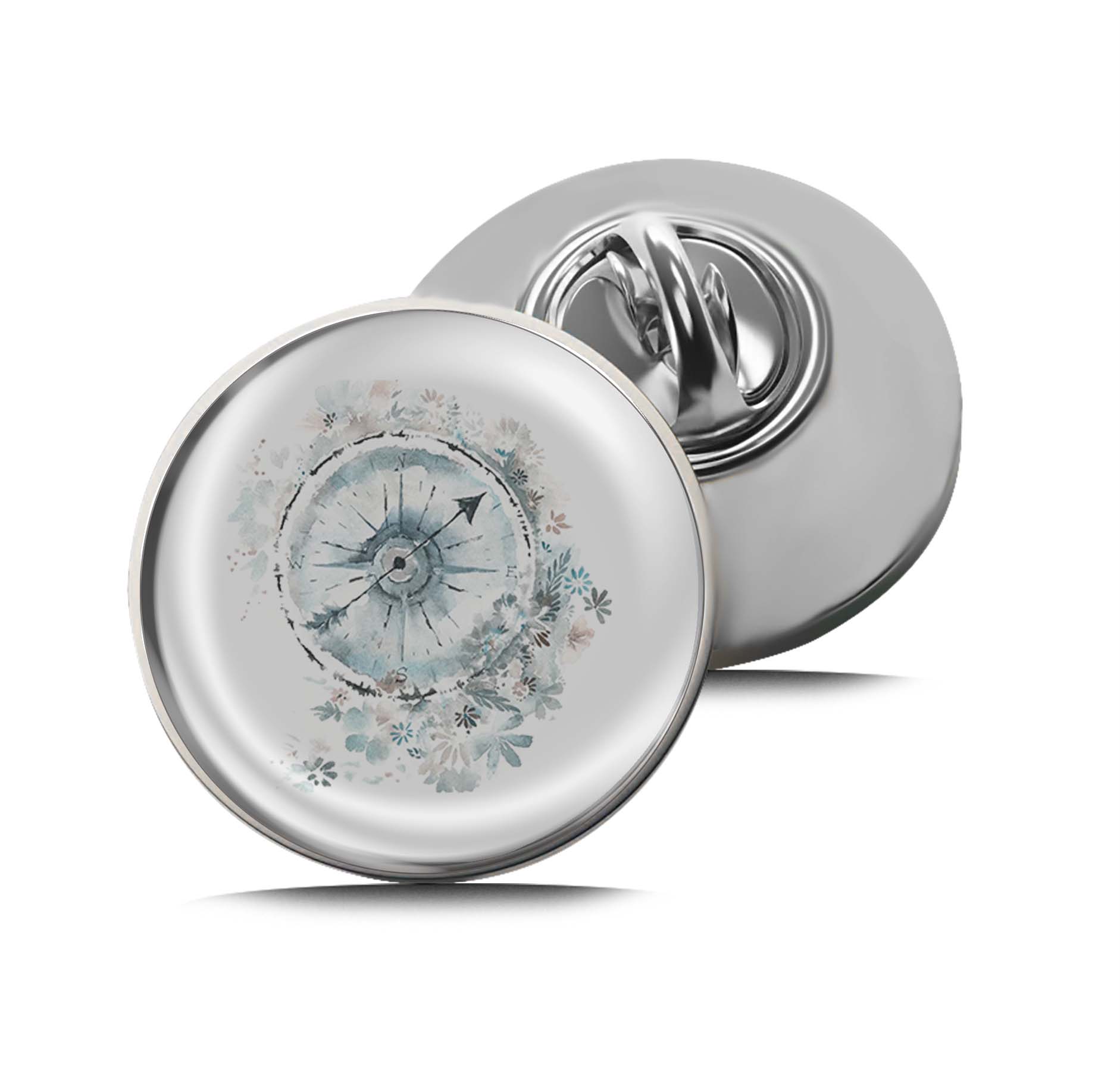 Floral Watercolor Compass Limited Edition Lapel Pin Exclusive Metal Brooch Badge Accessories For Backpack, Clothes, Hats | Cute Gifts and Collectibles