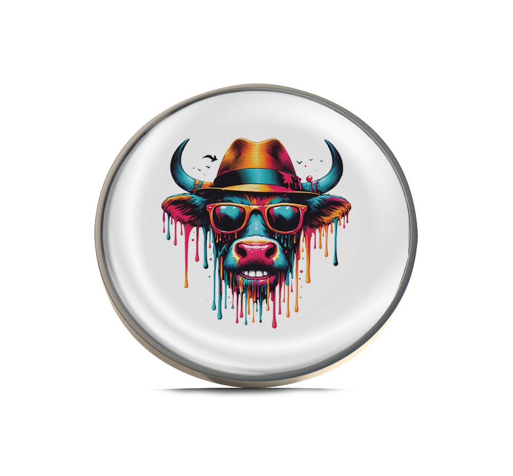 Vibrant Cow with sunglasses Limited Edition Lapel Pin Exclusive Metal Brooch Badge Accessories For Backpack, Clothes, Hats | Cute Gifts and Collectibles