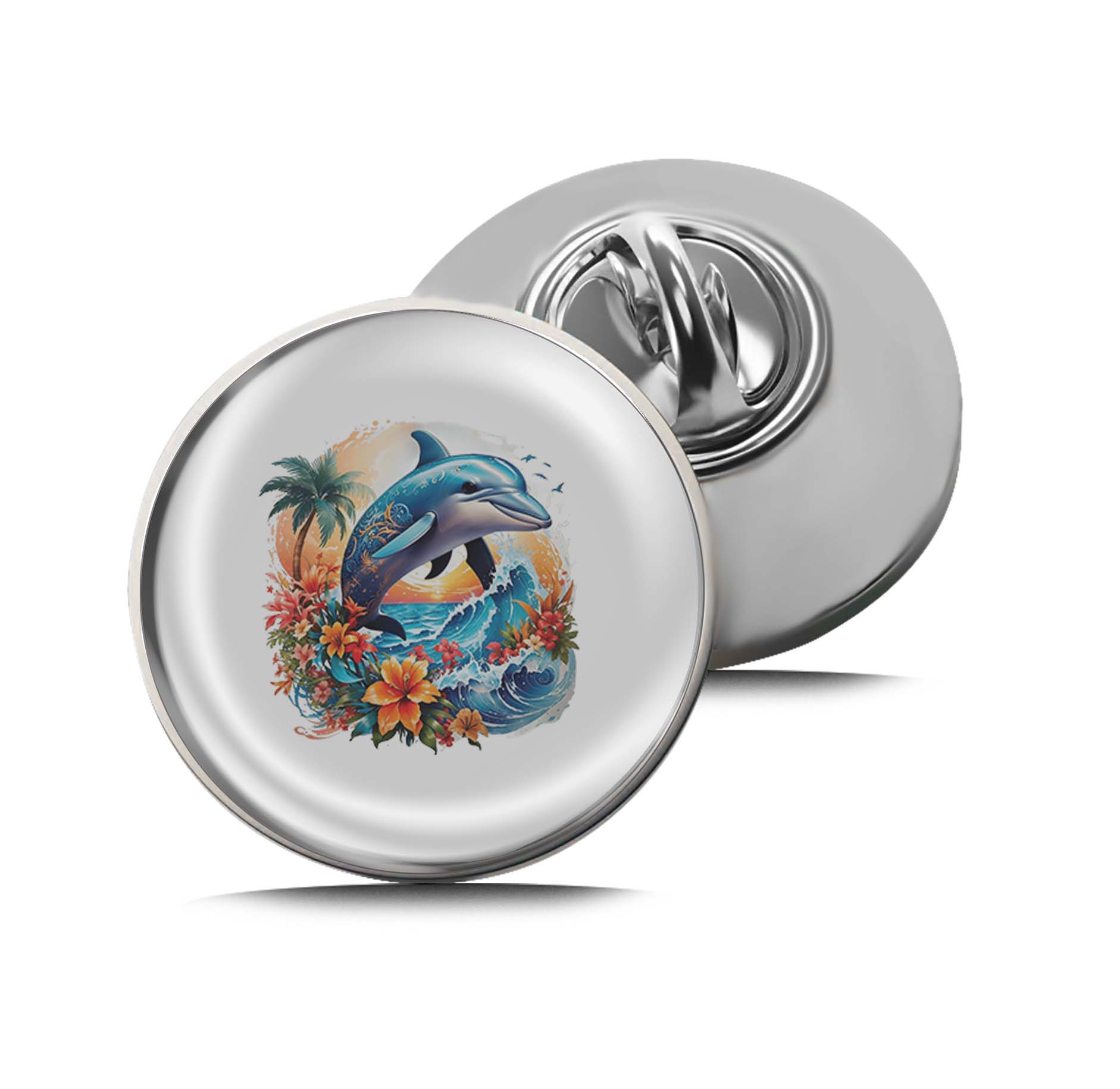 Tropical Dolphin Paradise Limited Edition Lapel Pin Exclusive Metal Brooch Badge Accessories For Backpack, Clothes, Hats | Cute Gifts and Collectibles