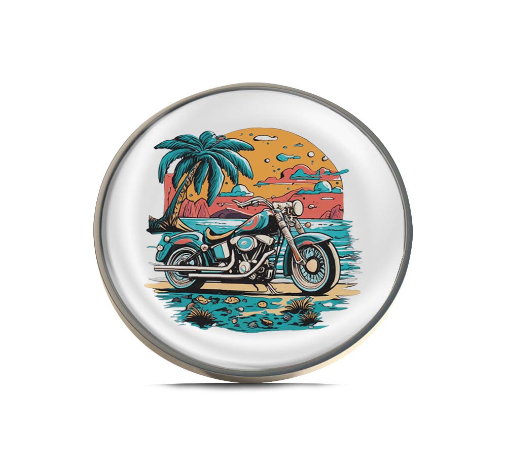 Motorcycle on the Beach at Sunset Limited Edition Lapel Pin Exclusive Metal Brooch Badge Accessories For Backpack, Clothes, Hats | Cute Gifts and Collectibles