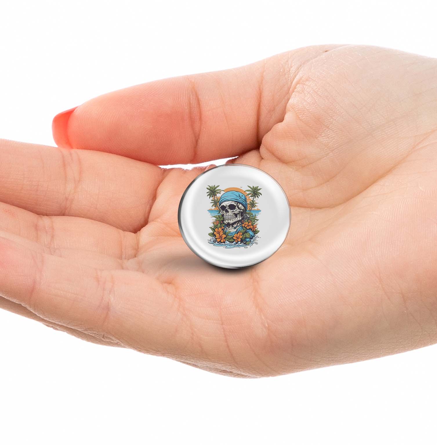 Tropical Cartoon Skull With Flowers Limited Edition Lapel Pin Exclusive Metal Brooch Badge Accessories For Backpack, Clothes, Hats | Cute Gifts and Collectibles