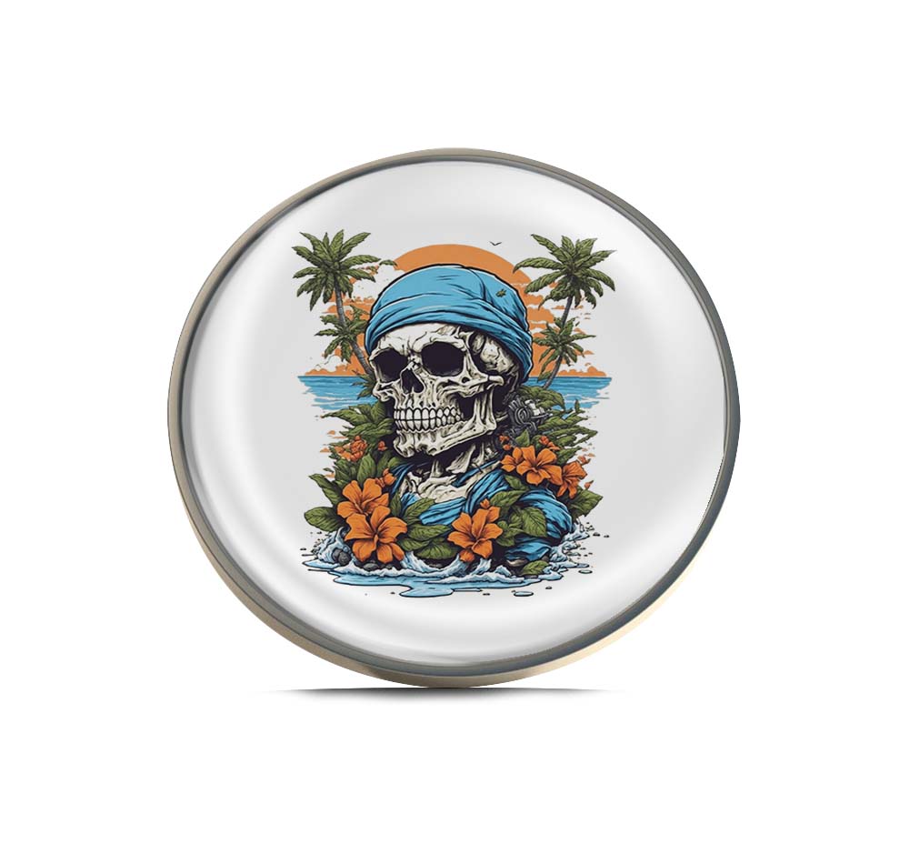 Tropical Cartoon Skull With Flowers Limited Edition Lapel Pin Exclusive Metal Brooch Badge Accessories For Backpack, Clothes, Hats | Cute Gifts and Collectibles