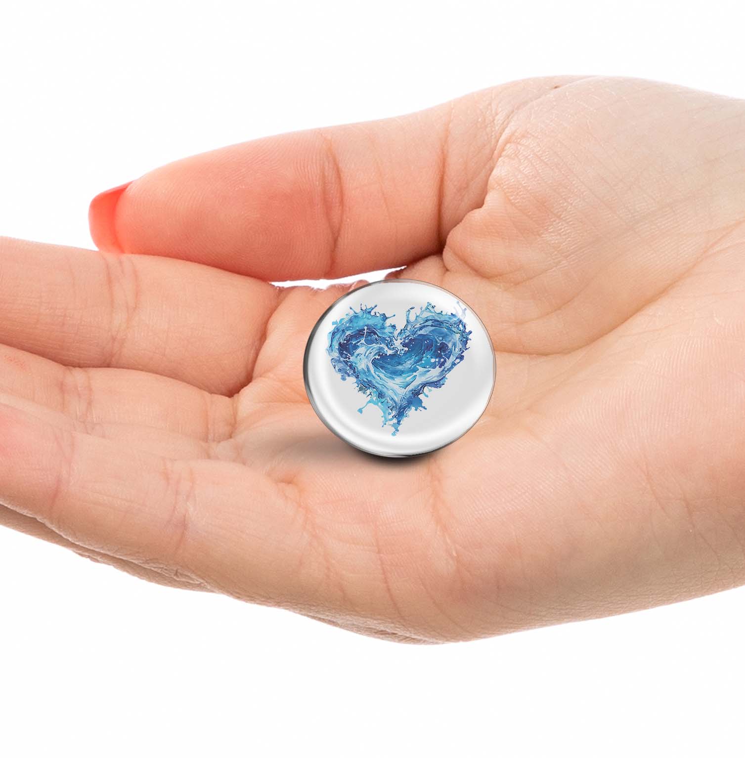 Blue Water Heart Limited Edition Lapel Pin Exclusive Metal Brooch Badge Accessories For Backpack, Clothes, Hats | Cute Gifts and Collectibles