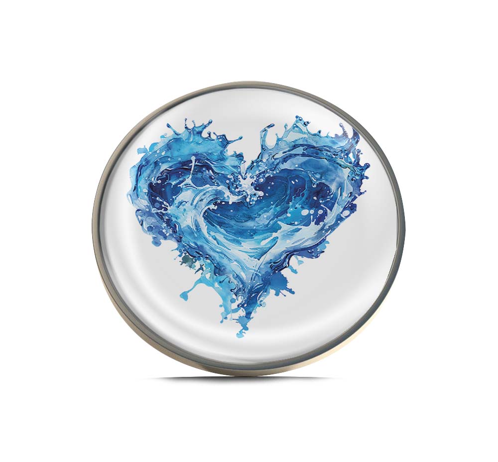 Blue Water Heart Limited Edition Lapel Pin Exclusive Metal Brooch Badge Accessories For Backpack, Clothes, Hats | Cute Gifts and Collectibles