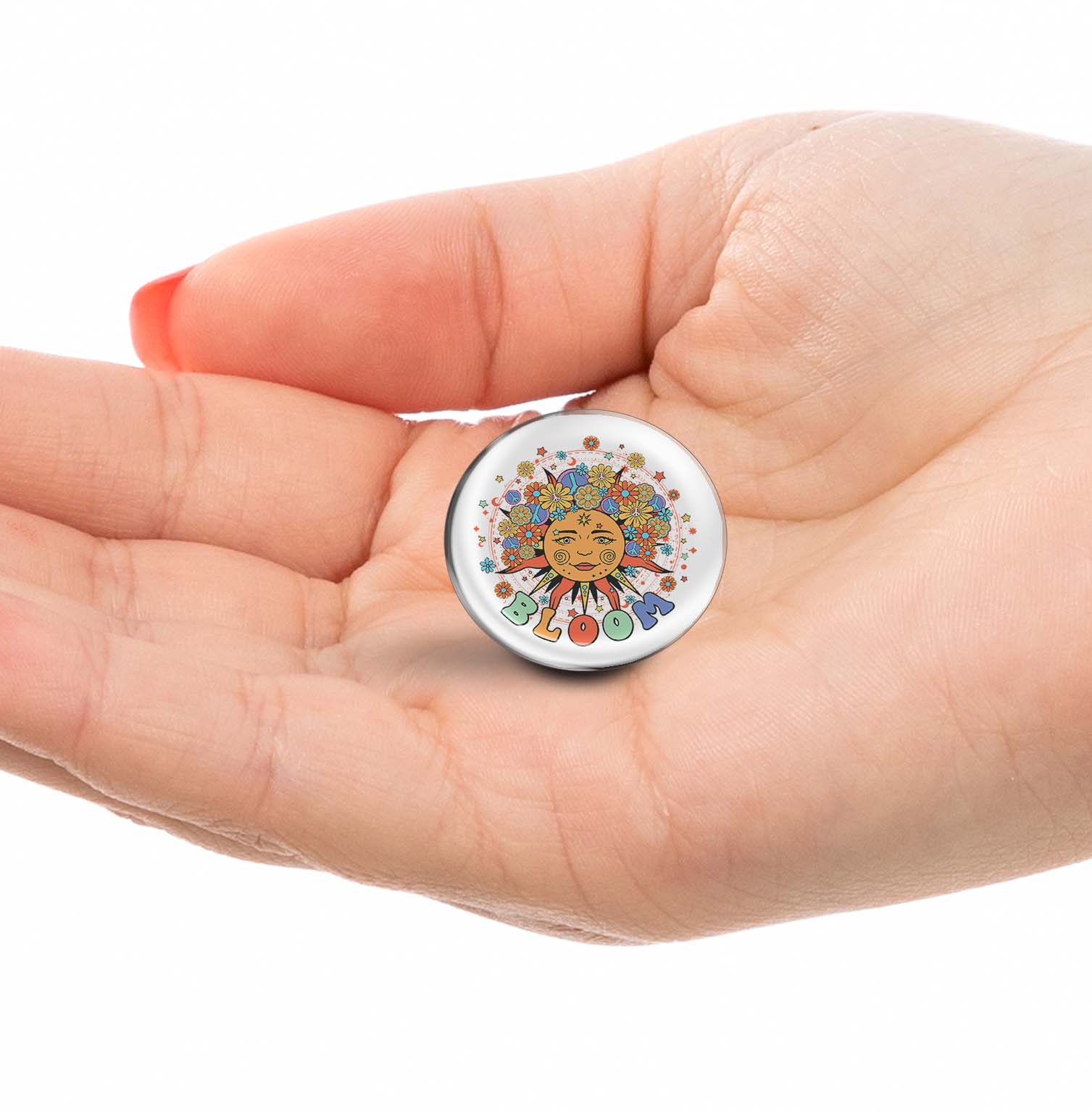 Sun Face & Flowers Limited Edition Lapel Pin Exclusive Metal Brooch Badge Accessories For Backpack, Clothes, Hats | Cute Gifts and Collectibles