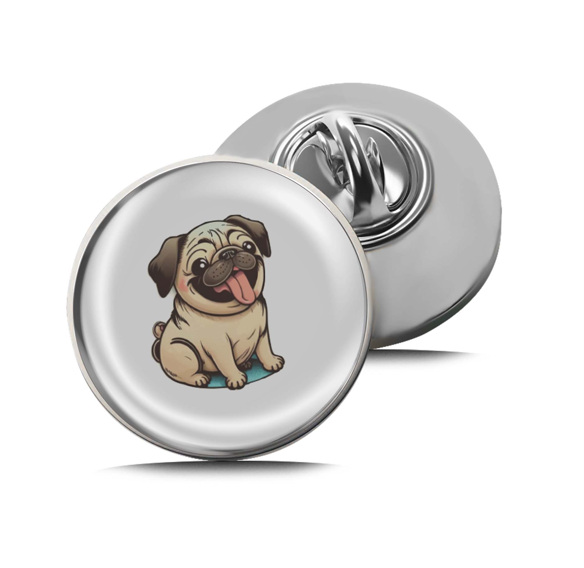 Cartoon happy pug dog Limited Edition Lapel Pin Exclusive Metal Brooch Badge Accessories For Backpack, Clothes, Hats | Cute Gifts and Collectibles