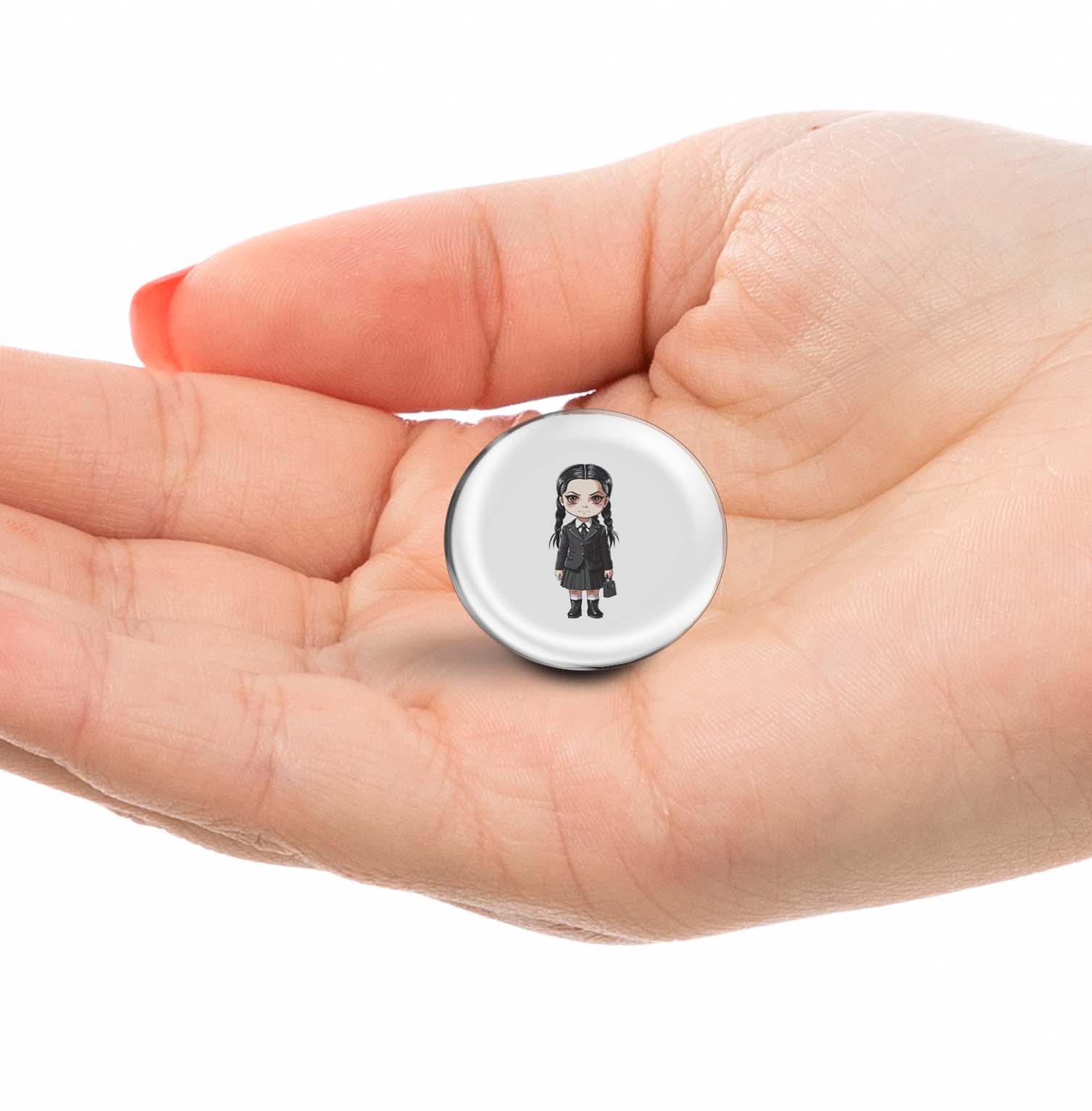 Cartoon Girl with Black Dress Limited Edition Lapel Pin Exclusive Metal Brooch Badge Accessories For Backpack, Clothes, Hats | Cute Gifts and Collectibles
