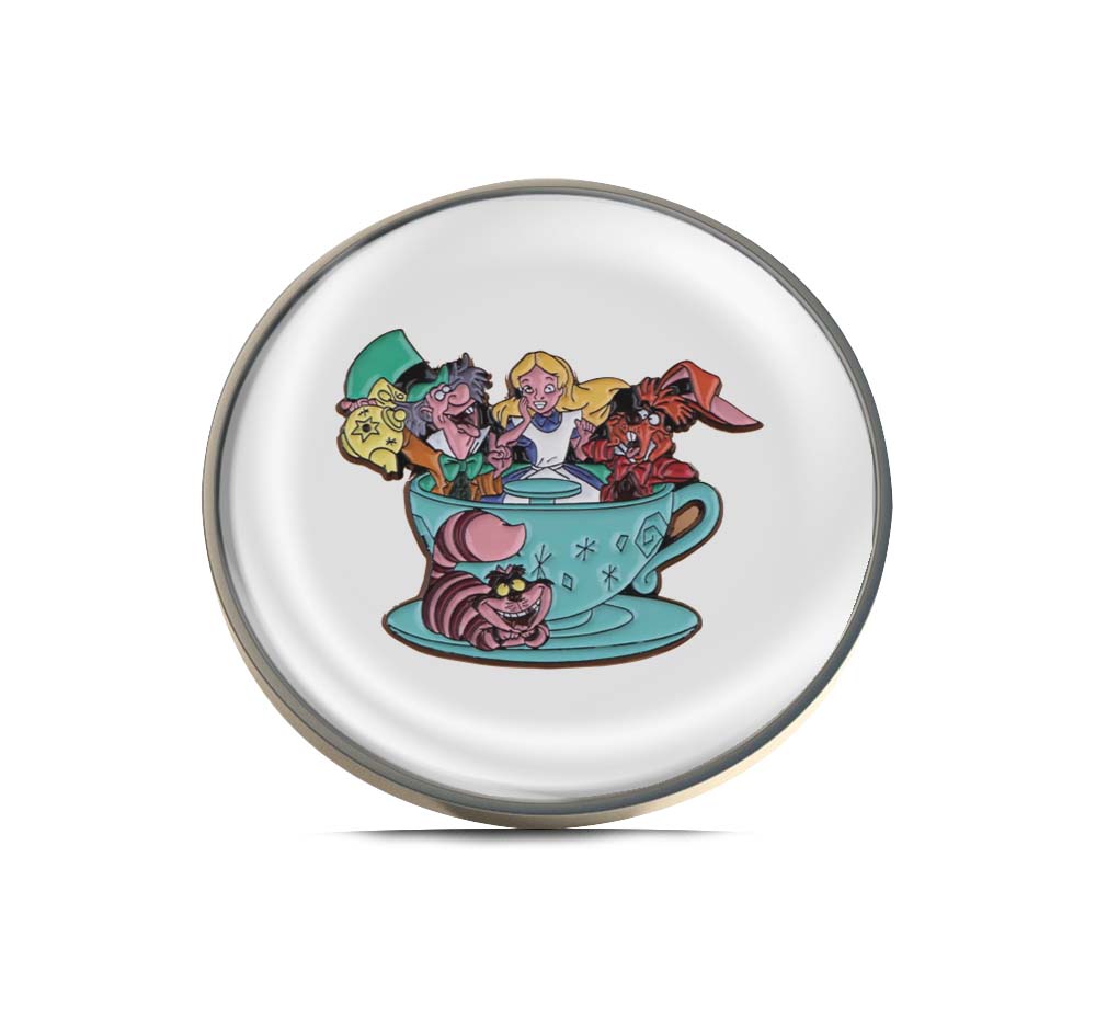 Alice in Wonderland and Friends in Teacup Limited Edition Lapel Pin Exclusive Metal Brooch Badge Accessories For Backpack, Clothes, Hats | Cute Gifts and Collectibles