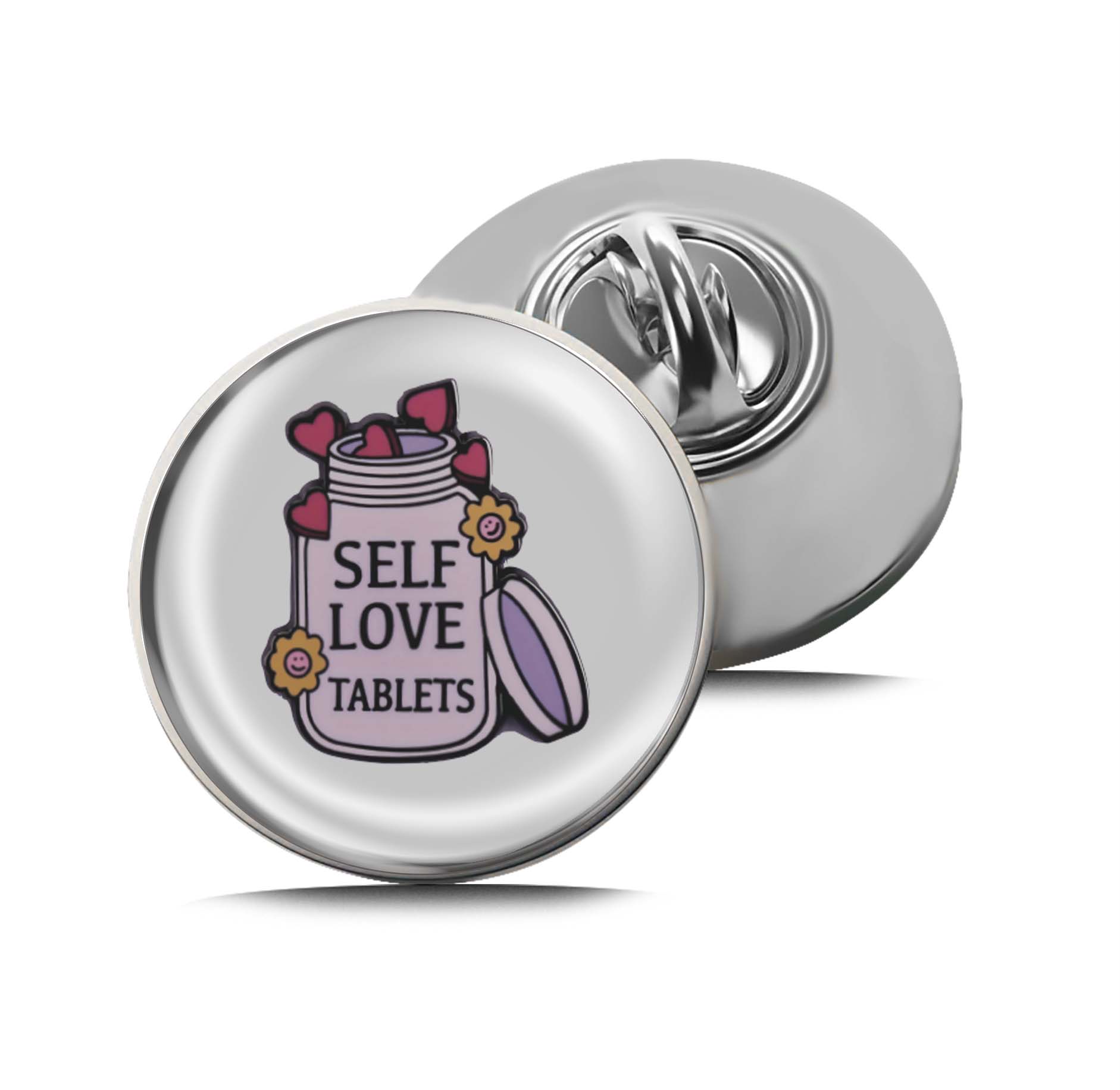 Self Love Tablets Limited Edition Lapel Pin Exclusive Metal Brooch Badge Accessories For Backpack, Clothes, Hats | Cute Gifts and Collectibles
