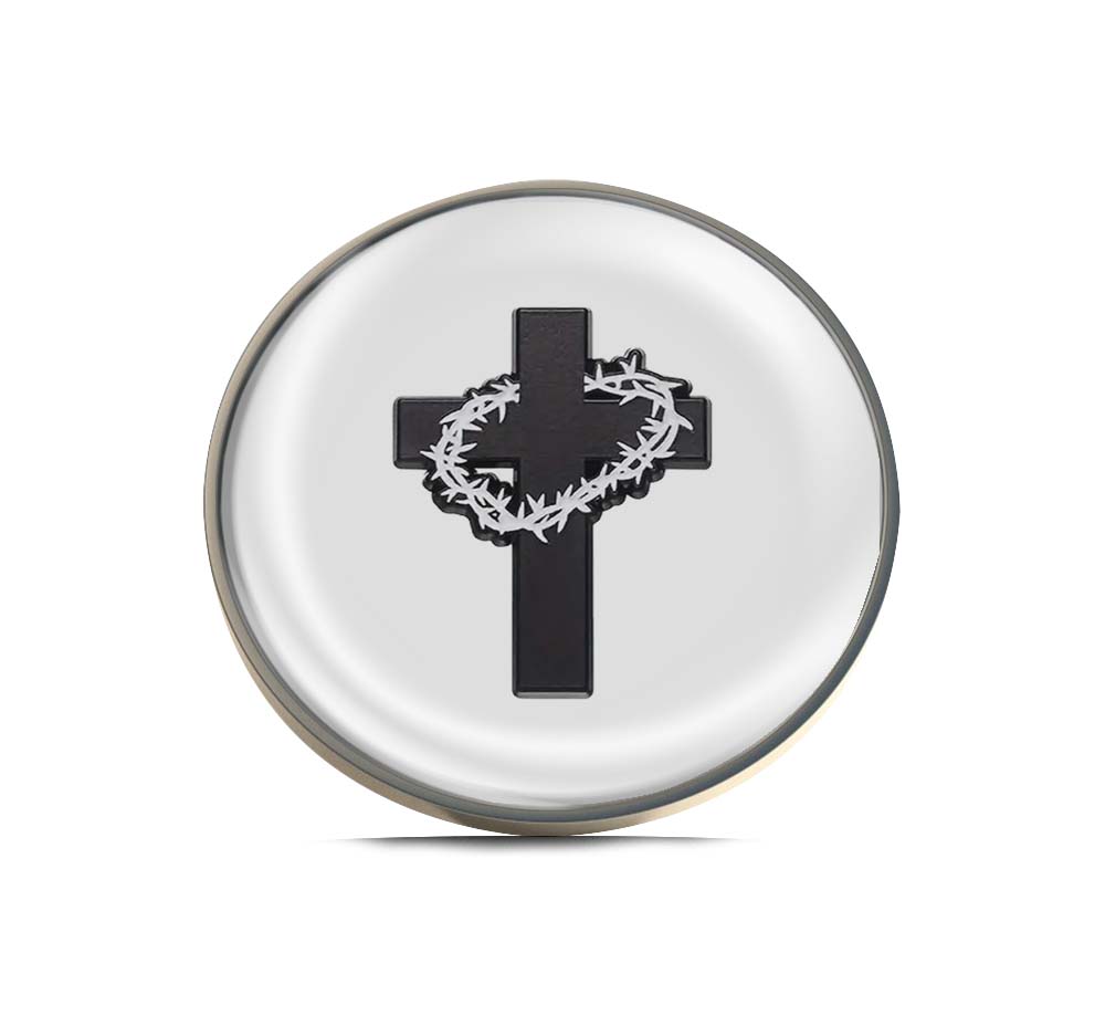 Black and White Cross with Crown of Thorns Limited Edition Lapel Pin Exclusive Metal Brooch Badge Accessories For Backpack, Clothes, Hats | Cute Gifts and Collectibles