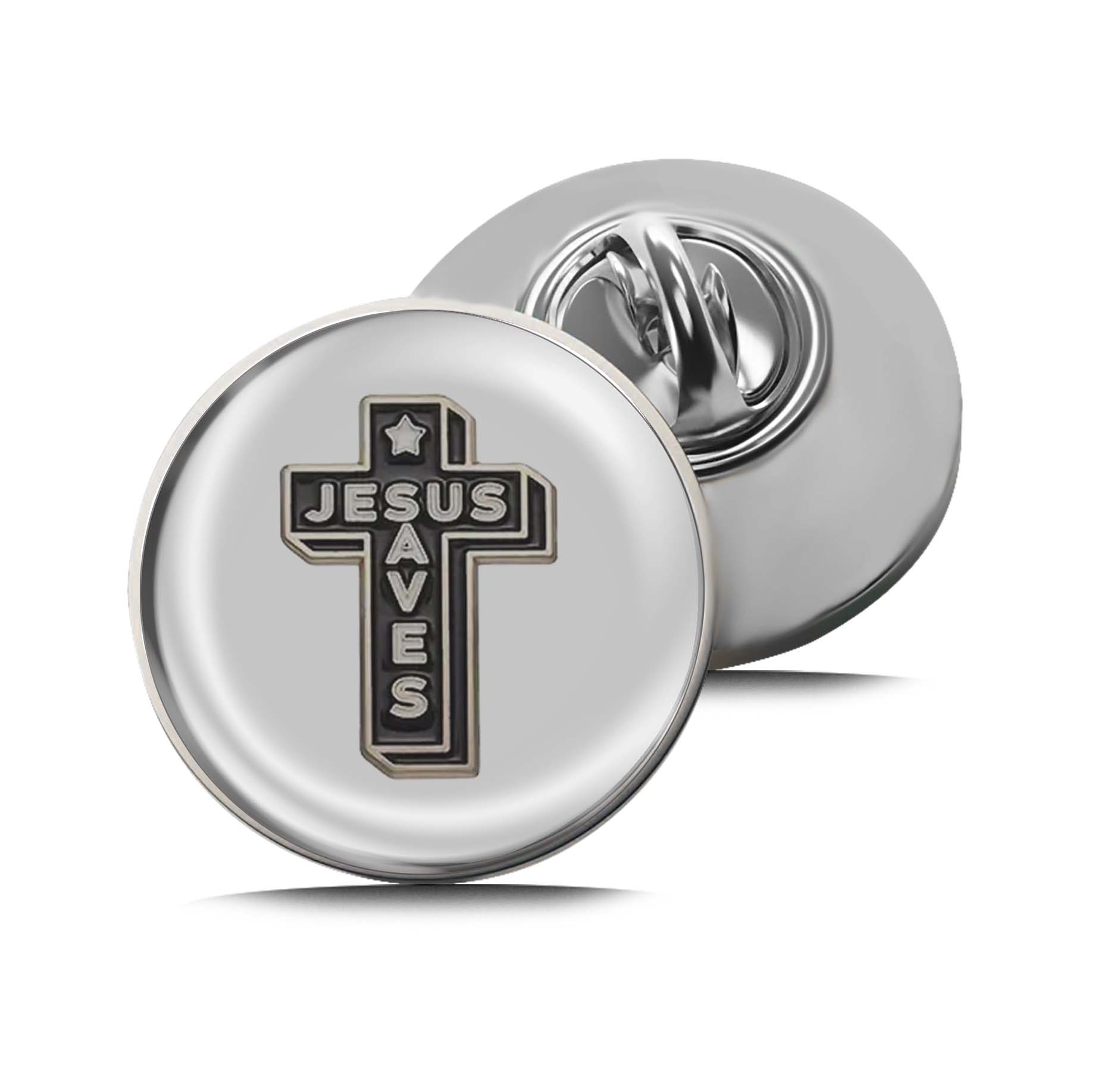 Cross with Jesus Saves Limited Edition Lapel Pin Exclusive Metal Brooch Badge Accessories For Backpack, Clothes, Hats | Cute Gifts and Collectibles