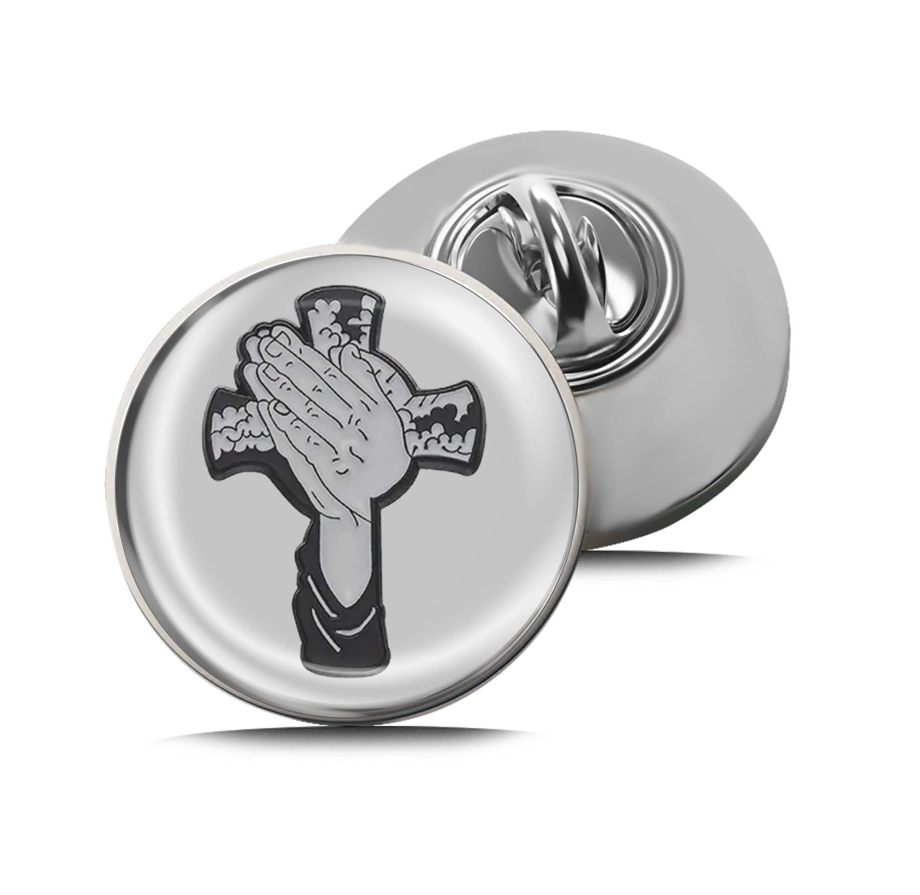 Praying Hands and Cross Limited Edition Lapel Pin Exclusive Metal Brooch Badge Accessories For Backpack, Clothes, Hats | Cute Gifts and Collectibles