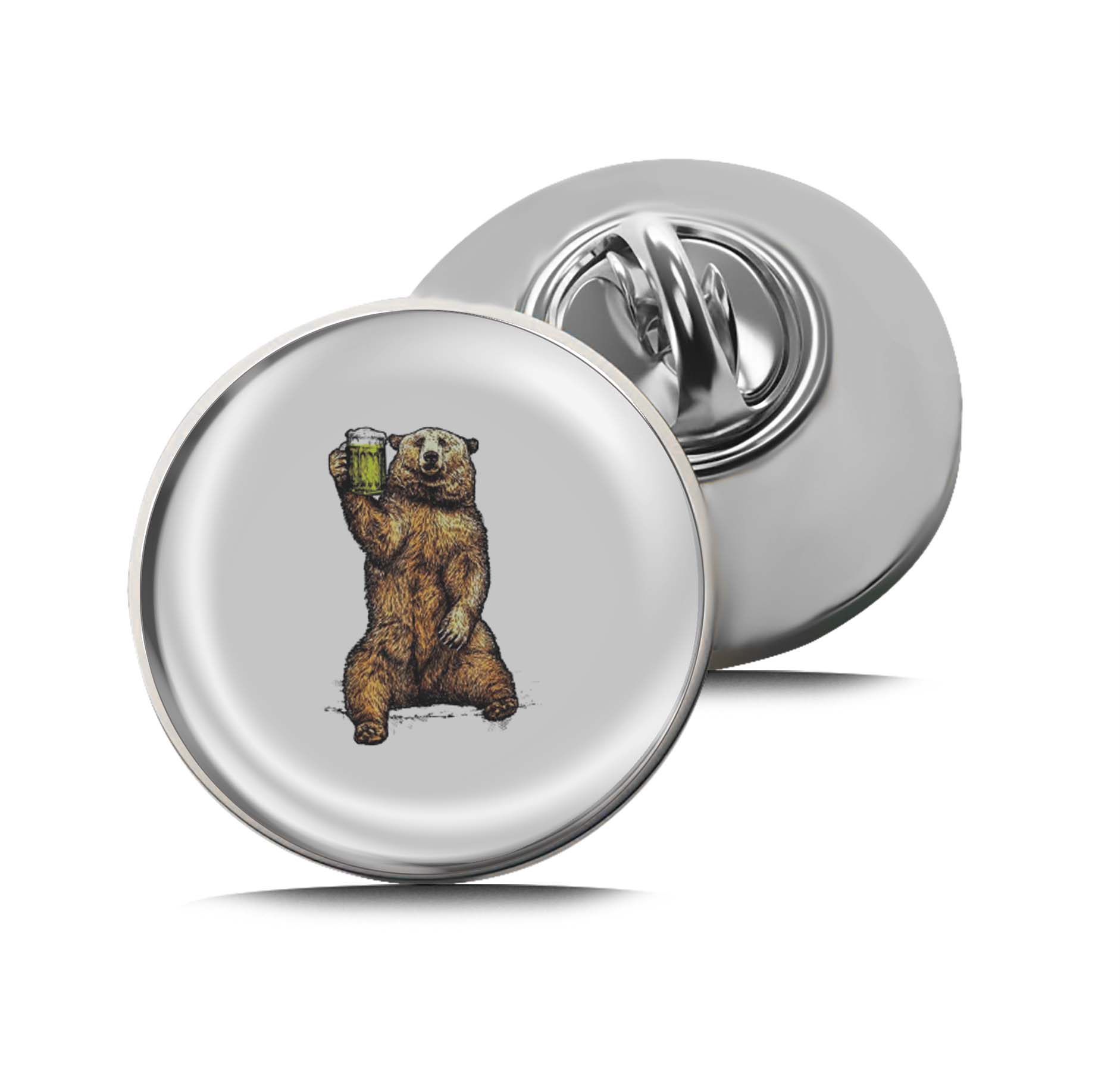 Grizzly Bear Drinking Beer Limited Edition Lapel Pin Exclusive Metal Brooch Badge Accessories For Backpack, Clothes, Hats | Cute Gifts and Collectibles