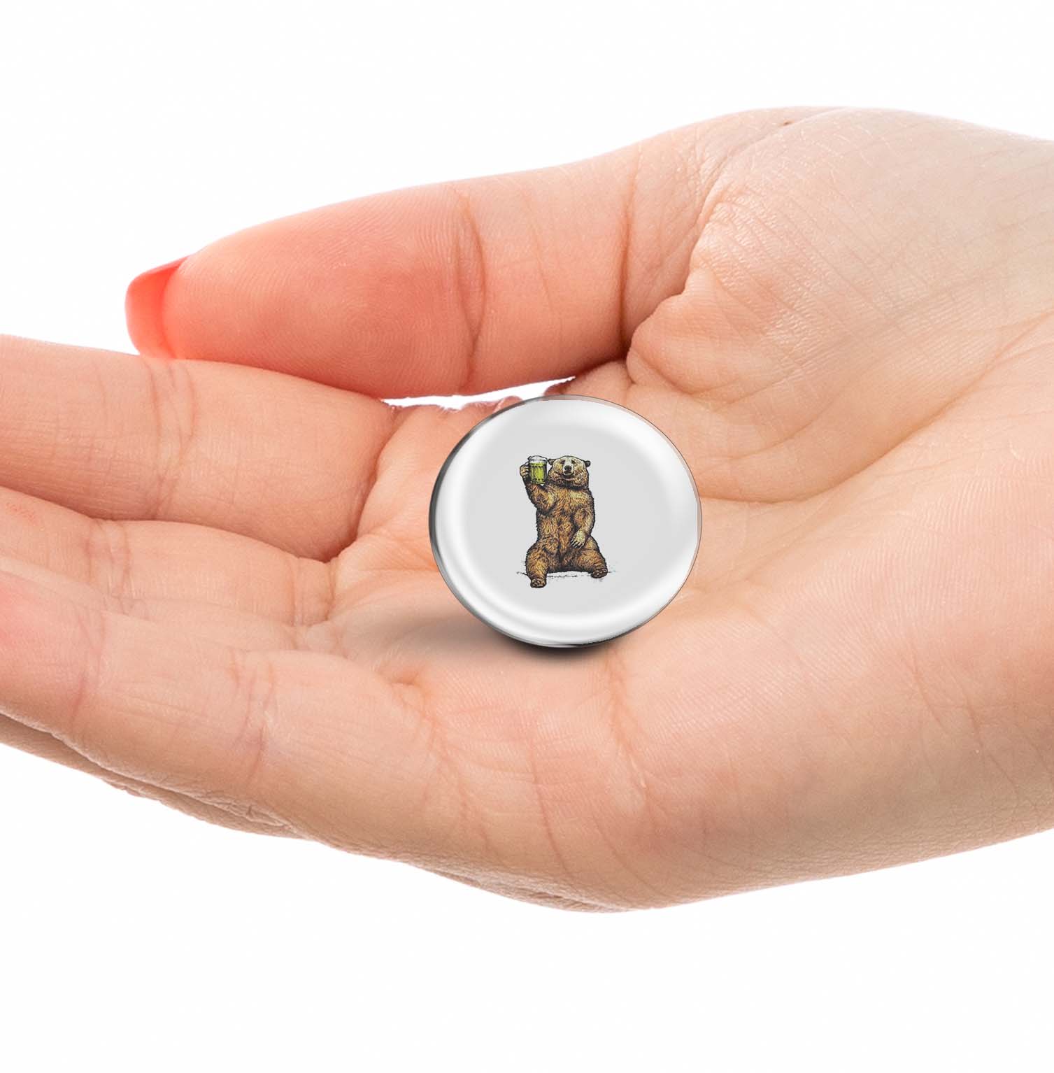 Grizzly Bear Drinking Beer Limited Edition Lapel Pin Exclusive Metal Brooch Badge Accessories For Backpack, Clothes, Hats | Cute Gifts and Collectibles