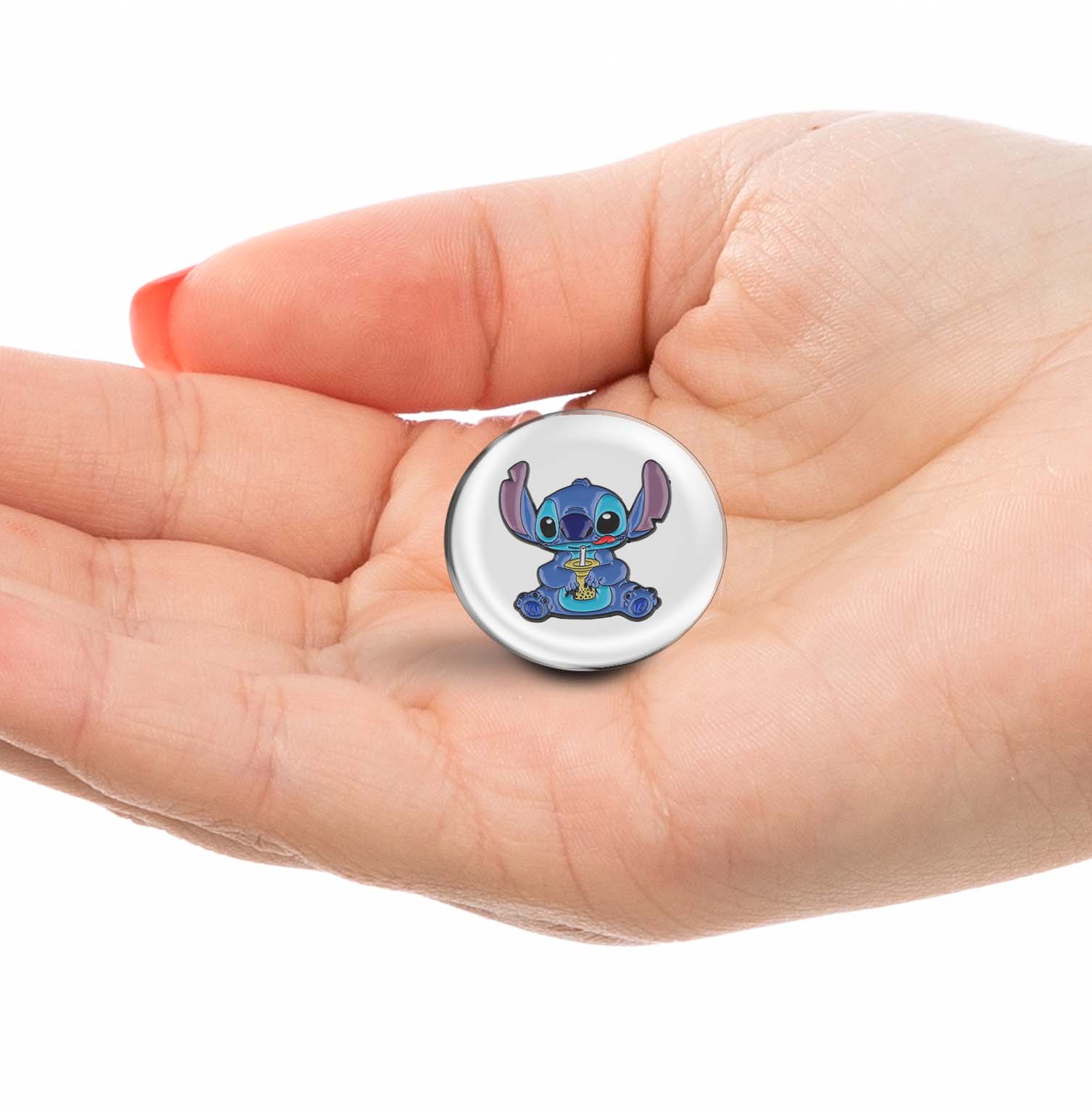 Stitch drinking boba Limited Edition Lapel Pin Exclusive Metal Brooch Badge Accessories For Backpack, Clothes, Hats | Cute Gifts and Collectibles