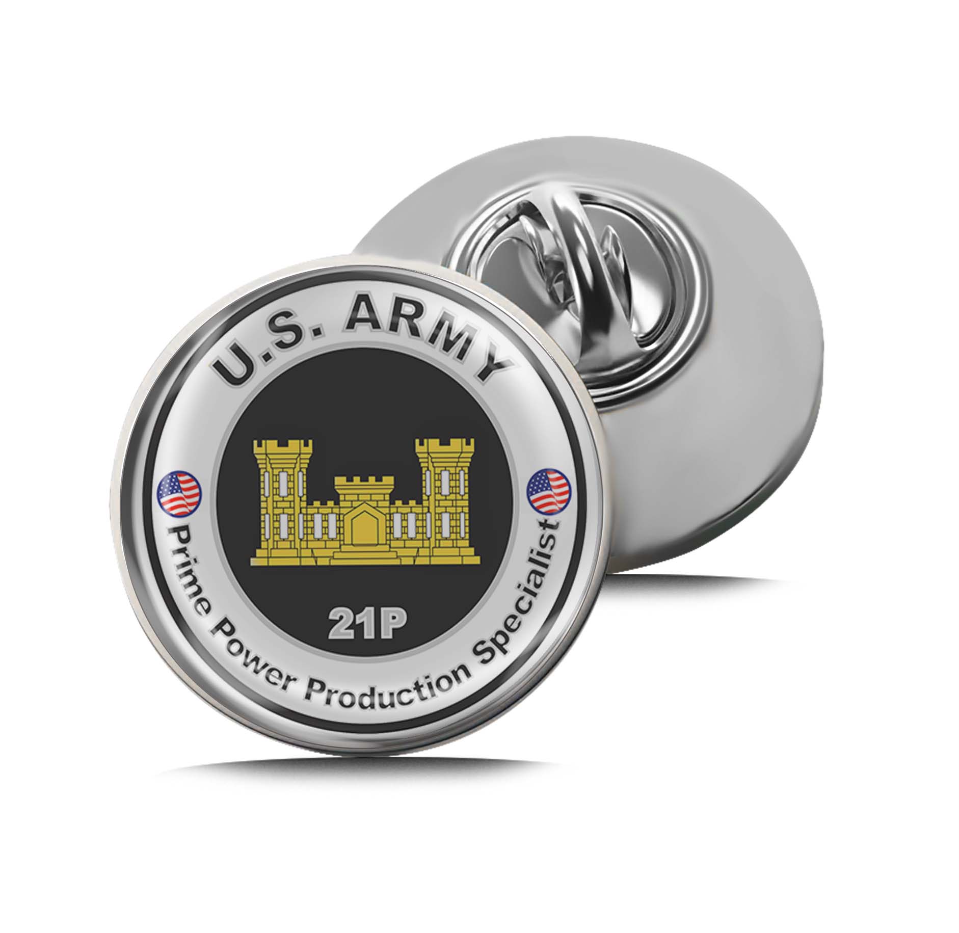 U.S. Army MOS 21P Prime Power Production Specialist Limited Edition Lapel Pin Exclusive Metal Brooch Badge Accessories For Backpack, Clothes, Hats | Cute Gifts and Collectibles