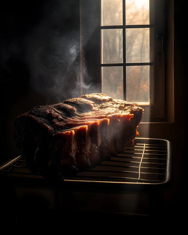 Vinyl Decal, Dramatic Smoked Meat Culinary Art Print Rustic Kitchen Decor Food Photography Wall Art,