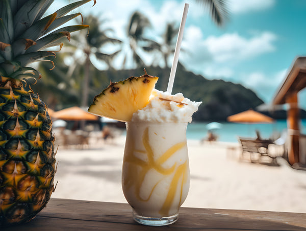 Vinyl Decal, Tropical Beach Vacation Aesthetic Wall Art Print, Sunny Coastal Decor Poster, Drink Pic