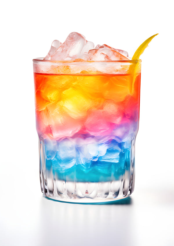 Vinyl Decal, Vibrant Layered Beverage Wall Art Print Colorful Drink Kitchen Decor Poster Modern Artw