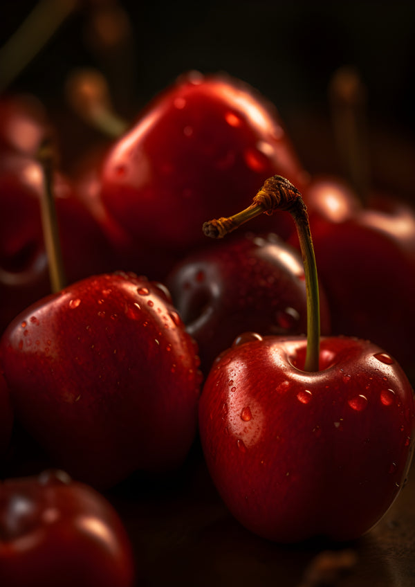 Vinyl Decal, Red Cherries Close-Up Wall Art Poster Fruit Photography Print Artwork Unframed, 5 x 7 o