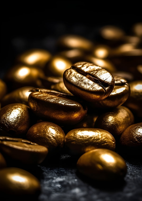 Vinyl Decal, Stunning Golden Coffee Bean Wall Art Poster Elegant Kitchen & Dining Room Decor Print, 
