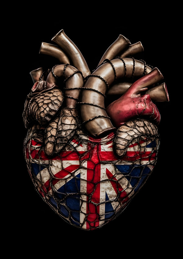Vinyl Decal, Anatomical Heart with Patriotic Flag Design Wall Art Print, Modern Home Decor Poster, 5