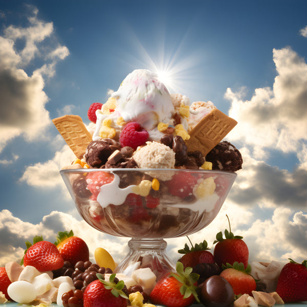 Vinyl Decal, Vibrant Ice Cream Dessert Wall Art Print Decadent Fruity Sundae Picture Premium Matte P