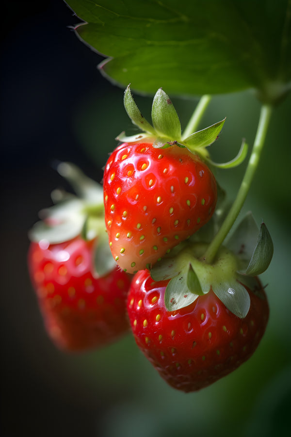 Vinyl Decal, Vibrant Red Strawberries Close-Up Nature Photography Wall Art Print, Fresh Fruit, 5 x 7