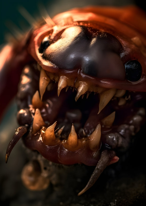 Vinyl Decal, Intense Close-Up Creature Fangs Wall Art Poster Striking Nature Photography Print