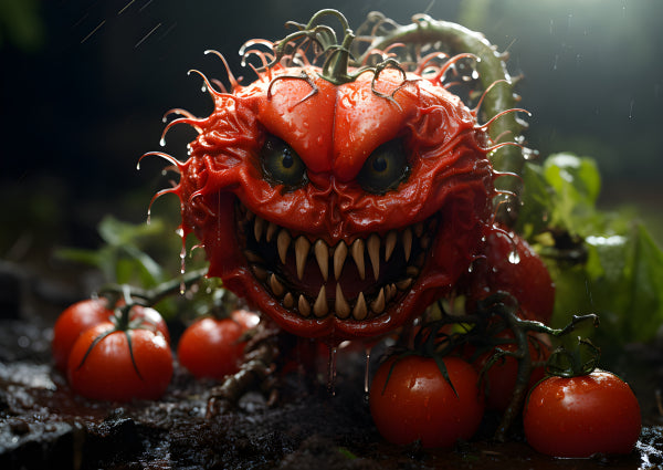 Vinyl Decal, Horror Vegetable Monster Wall Art Poster Print Scary Creature Home Decor Red Tomato Art